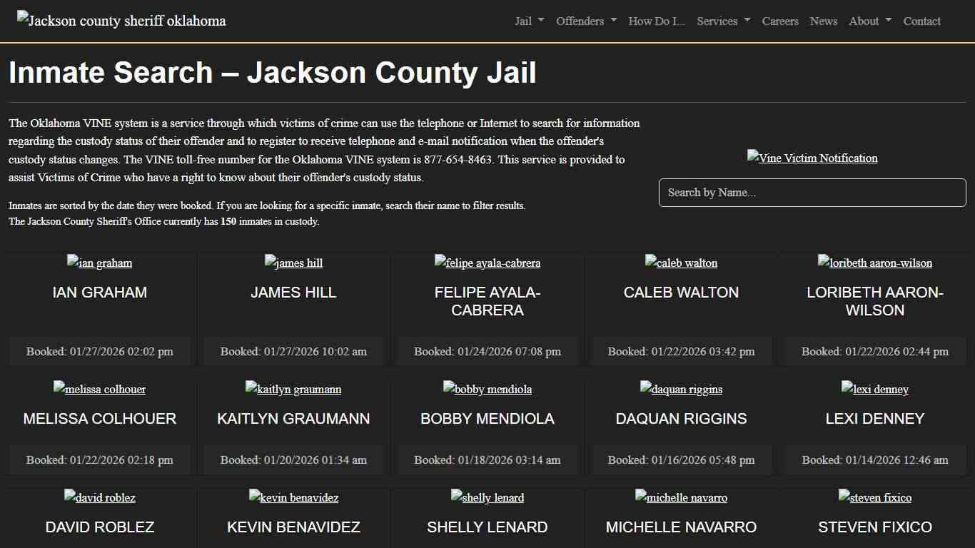 Inmate Search Jackson County Sheriff's Office