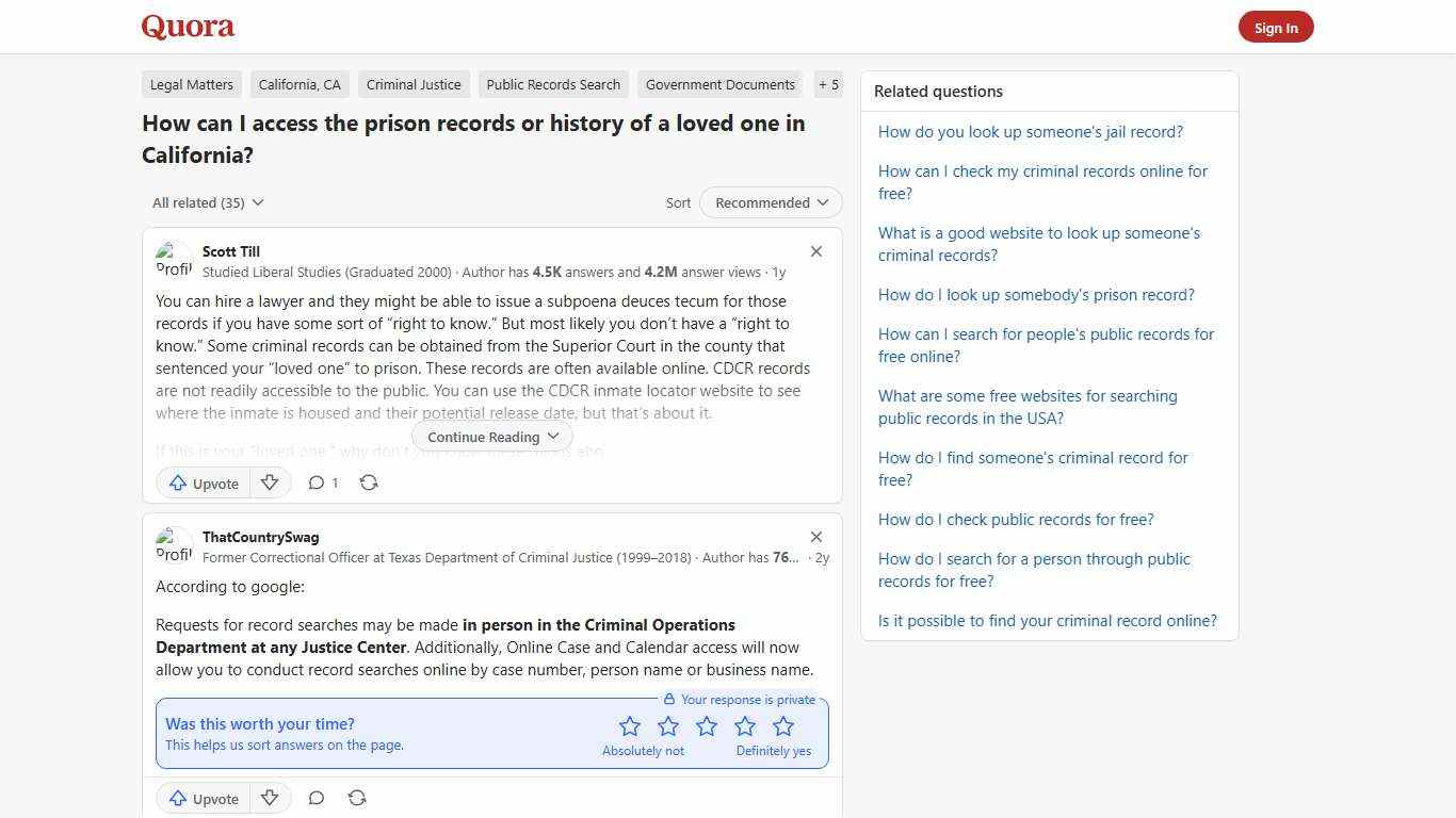 How to access the prison records or history of a loved one in California - Quora